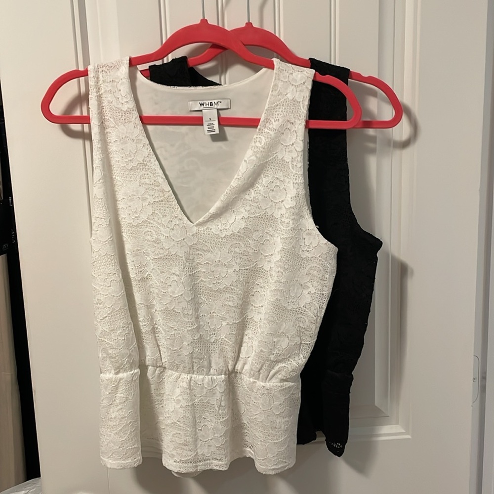 2 sleeveless tops from WHBM. 1 black and 1 white.